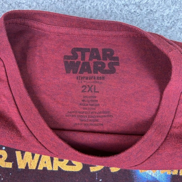 Star Wars Shirt Mens 2XL Red Short Sleeve Rebel Base Poster Graphic Crew Neck - Picture 4 of 9